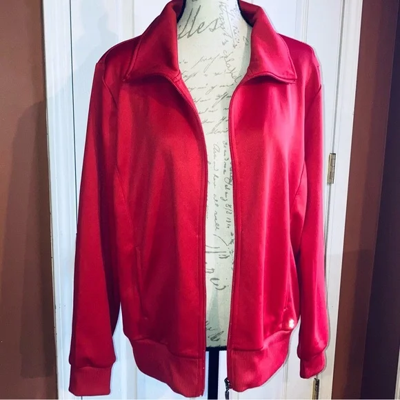IZOD Full Zip Track Jacket Red Tennis Golf AthleticWear Athleisure Sz XLarge - Picture 5 of 9